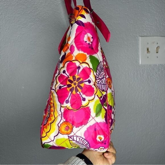 Vera Bradley Clementine Puffy Pink/White Multicolor Floral Medium Tote Bag - Picture 5 of 10
